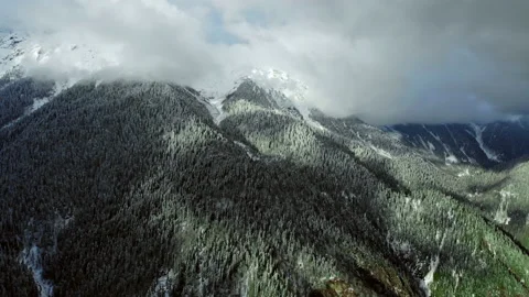Gorgeous mountains sunlit on sunset, covered with snow on their tops. Stock Footage 152201432