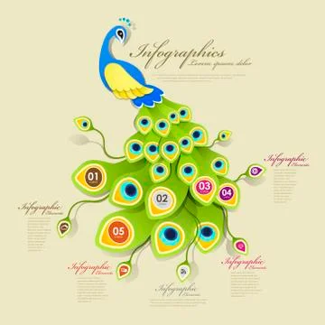 Gorgeous peacock infographic elements イラスト素材