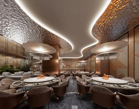 Gorgeous Restaurant Interiors Creating a Captivating Dining Experience Stock-Illustration