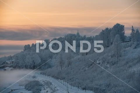 Gorgeous Russian winter landscape with rotund Stock Photos