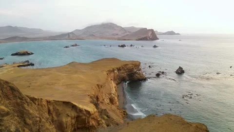 Gorgeous Scenery of Dramatic Sea Cliffs of Paracas, Peru - Aerial Stock Footage 169624183