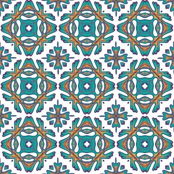 Gorgeous seamless patchwork pattern from colorful Moroccan tiles, ornaments. Can Illustrazione stock