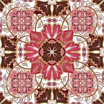 Gorgeous seamless patchwork pattern from colorful Moroccan tiles, ornaments. Can イラスト素材