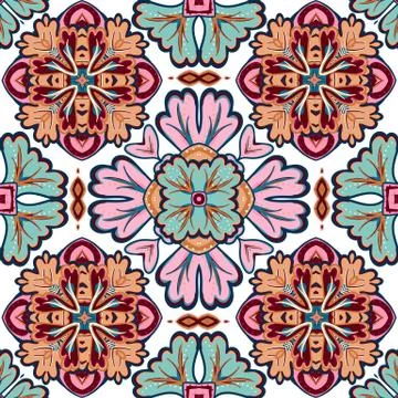 Gorgeous seamless patchwork pattern from dark blue and white Moroccan Illustrazione stock