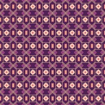 Gorgeous seamless patchwork pattern from vinous and white Moroccan tiles, o.. Illustrazione stock