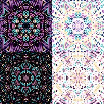 Gorgeous seamless patchwork patterns イラスト素材