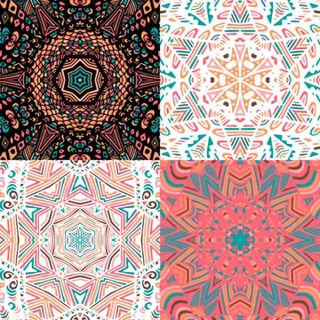 Gorgeous seamless patchwork patterns Stock Illustration