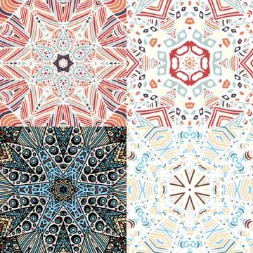 Gorgeous seamless patchwork patterns イラスト素材