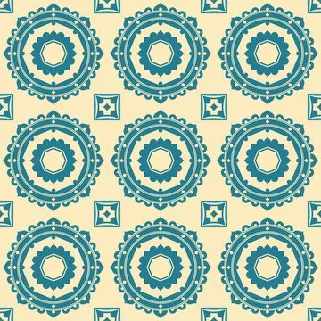 Gorgeous seamless pattern from dark blue and white Moroccan, Portuguese tiles Stock Illustration