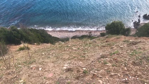 Gorgeous seascape from a high cliff Stock-Footage 83652744