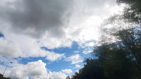 Gorgeous Sky and Clouds over City of England During Car Drive Stock Footage 318845885