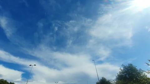 Gorgeous Sky and Clouds over City of England During Car Drive Stock Footage 318865904