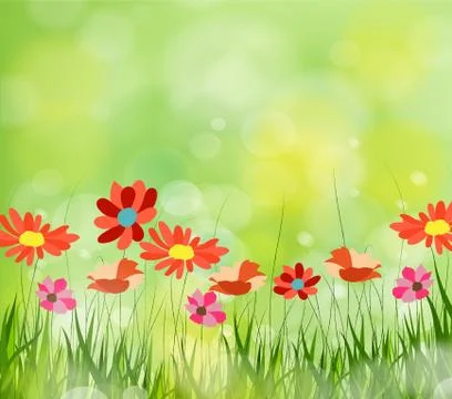 Gorgeous spring background with grass multiple bokehs Illustrazione stock