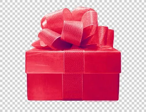 Gorgeous Square Ruby Red Gift Box Isolated on Transparent Backdrop, PNG File Stock Photos