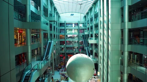 Gorgeous steady time lapse shot of futuristic architecture modern interior Stock Footage 97125053