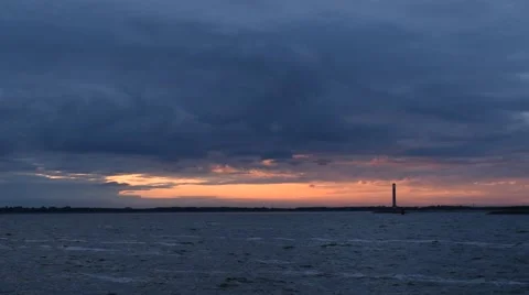 Gorgeous sunrise with lighthouse Stock Footage 67614539