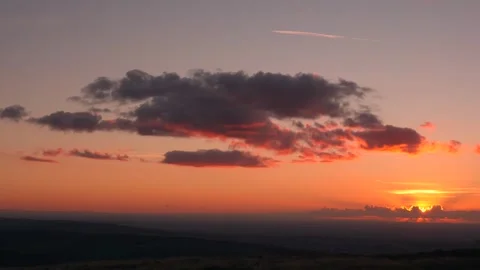 Gorgeous sunset clouds over the Peak District in England Stock Footage 318254822