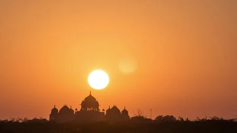 Gorgeous sunset at indian palace Stock Footage 70156539