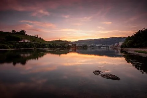 Gorgeous sunset at Peso da Régua, River Douro, Portugal Stock Photos