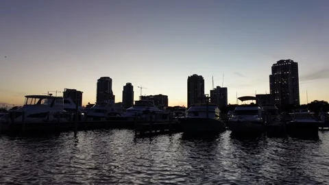 Gorgeous sunset sky over St. Pete harbor and downtown Stock-Footage 168184562