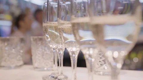 Gorgeous table with wine glasses and food closeup Stock Footage 129419649