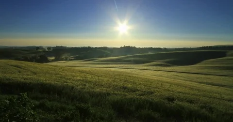 Gorgeous Tuscan TIMELAPSE Sunrise in 4K over Italian Wheat Fields Stock Footage