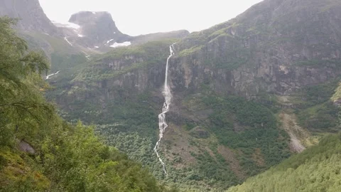 Gorgeous View of Glacier Waterfall in, Jostedalsbreen National Park, Norway. Video stock 305095230
