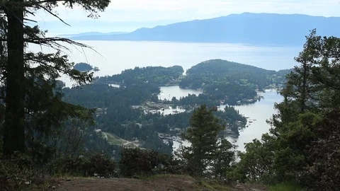 Gorgeous View Of A Small Town From The Top Of A Mountain Stock Footage 99940407