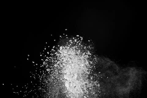 Gorgeous white powder pattern isolated on black background Stockfoto's