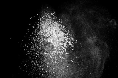 Gorgeous white powder pattern isolated on black background Stock Photos
