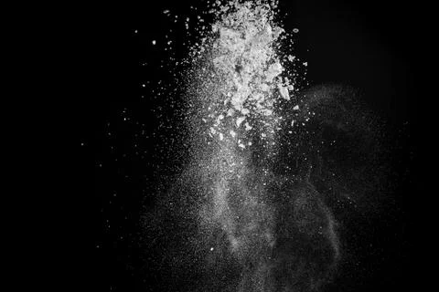 Gorgeous white powder pattern isolated on black background Stock Photos