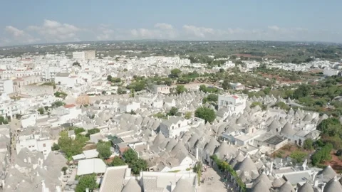 Gorgeous White Streets and Rooftops Alberrobello Aerial 4k Drone Stock Footage 256804508