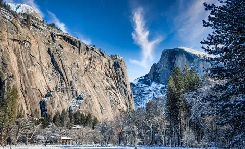 Gorgeous Winter Day after a Storm on Half Dome, Yosemite National Park Stock Photos