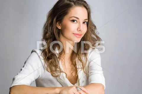 Gorgeous young brunette woman. Stock Photos