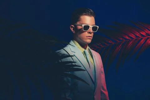 Gorgeous Young Man in Formal Suit with Sunglasses Stock Photos