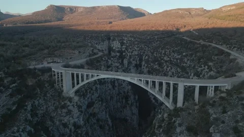 Gorges du Verdon - Aerial view of the canyon near the Pont de l'Artuby bridge Stock Footage 238599080
