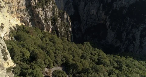 Gorges du Verdon cliffs and epic scale with mountains drone aerial 4k Stock Footage 125755664