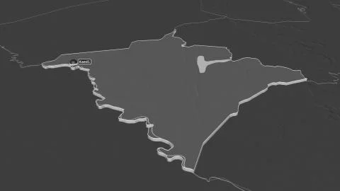 Gorgol, Mauritania. Bilevel elevation map with surface waters Stock Illustration