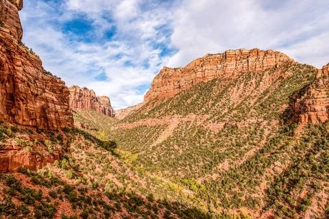 Gorgous landscape of Left Fork Trail to the Subway gorge, Zion NP Stock Photos