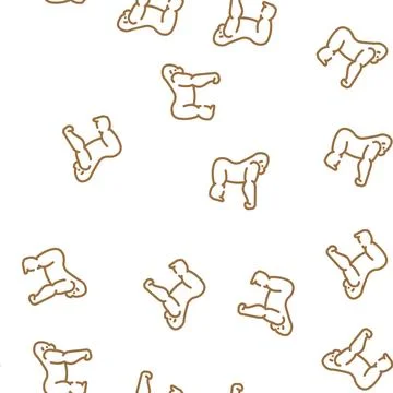 Gorilla animal vector seamless pattern Stock Illustration