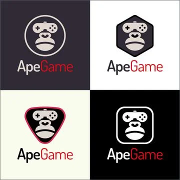 Gorilla ape monkey joystick face shape logo set template design Stock Illustration