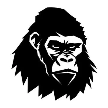 Gorilla black vector icon on white background Stock Illustration