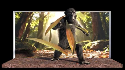 Gorilla Breaking Through Screen 3D Naked-Eye Jungle Background 動画素材 331898851
