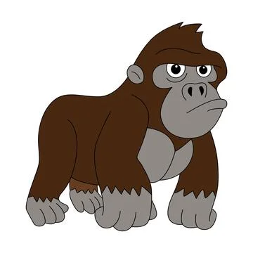 A gorilla cartoon on white background Illustrazione stock