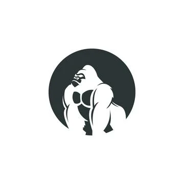 Gorilla with circle logo vector Stock Illustration