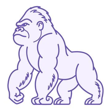 Gorilla Color Icon. Vector Illustration. Monkey, Large and Dangerous Primat.. Stock Illustration