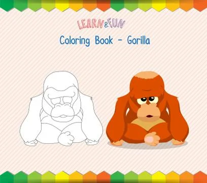 Gorilla coloring book educational game Stock Illustration