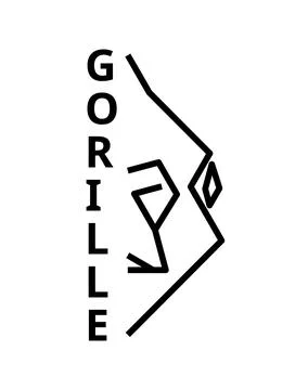 Gorilla continuous line art design, Minimalist gorilla profile icon, Gorilla  Stock-Illustration