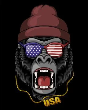Gorilla cool  america flag vector illustration Stock Illustration