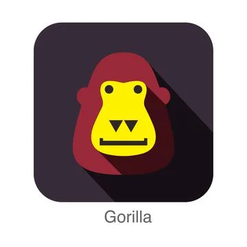 Gorilla face flat icon design. Animal icons series. Illustrazione stock